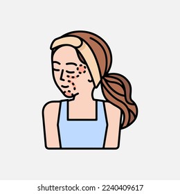 Acne allergies vector inflammation damage scar disease design
