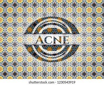 Acne arabic badge background. Arabesque decoration.