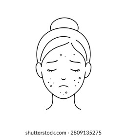 Acne Face Line Art Icon for Skincare