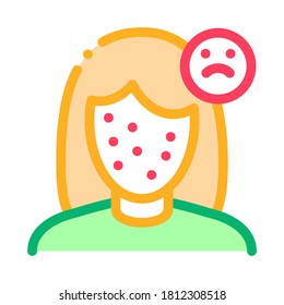 Acne Face Sad Girl Icon Vector. Outline Acne Face Sad Girl Sign. Isolated Contour Symbol Illustration