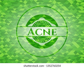 Acne green emblem. Mosaic background