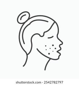 Ícone de acne em traçado com contorno preto e branco