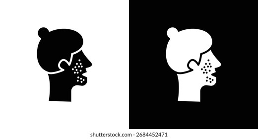 Icono del acné en estilo plano, símbolo negro lleno