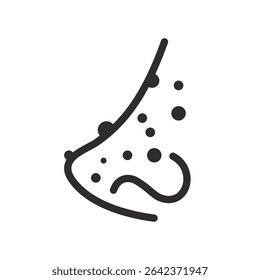Acne icon. Pimple nose. Linear vector illustration. Skin inflammation. Simple symbols. Pore blocked nose.