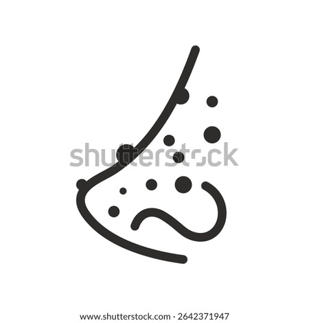 Acne icon. Pimple nose. Linear vector illustration. Skin inflammation. Simple symbols. Pore blocked nose.