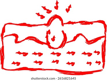 acne icon in scribble style. red line scribble icon