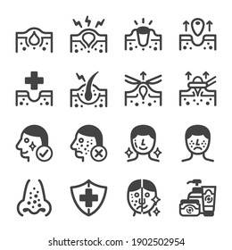 Acne Icon Set,vector And Illustration