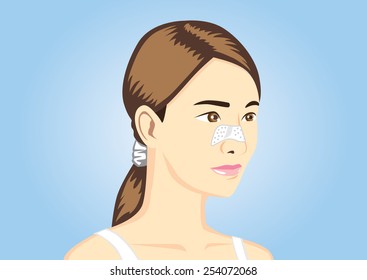 Acne pads on women nose vector version