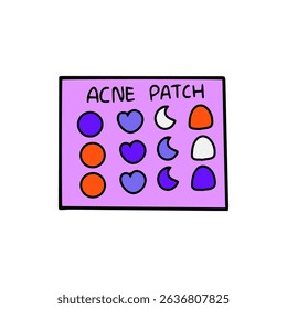 acne patch, lotion, serum kawaii cartoon character