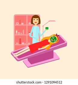 Acne treatment by a doctor, dermatologist or cosmetologist. Skin care in the doctor's office. Eps8 vector illustration