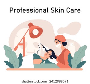 Acne treatment. Dermatology and cosmetology diagnosis and care. Healthy facial skin tips. Blackheads and pimples treatment process. Flat vector illustration