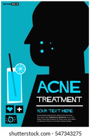 Acne Treatment (Flat Style Vector Illustration Poster Design) With Text Box Template 