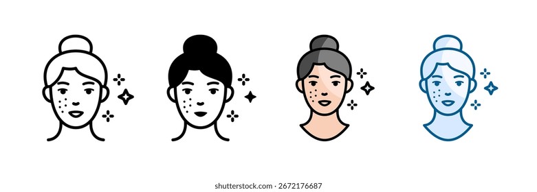 Ícone de tratamento de acne definir coleção de vários estilos