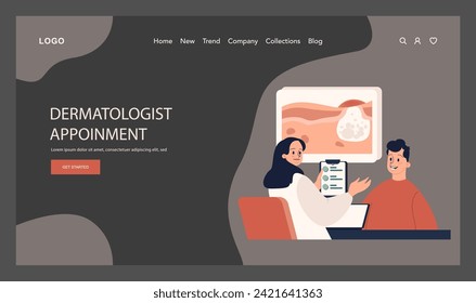 Acne treatment web banner or landing page dark or night mode. Dermatology and cosmetology diagnosis. Healthy facial skin tips. Blackheads and pimples treatment process. Flat vector illustration