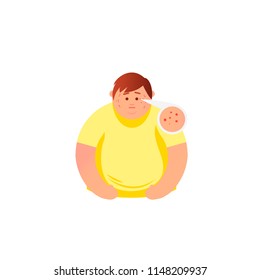 Acne Types and man with acne on face He is feeling stress