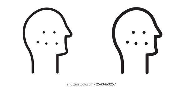 Acne vector icon set in black.