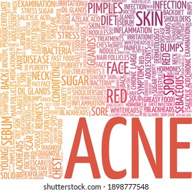 Acne vector illustration word cloud isolated on a white background.