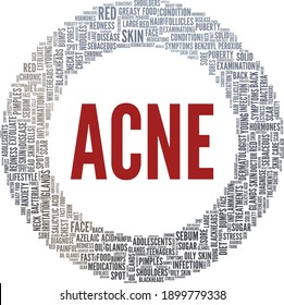 Acne vector illustration word cloud isolated on a white background.