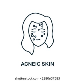 Acneic Skin line icon. Simple element from skin care collection. Creative Acneic Skin outline icon for web design, templates, infographics and more