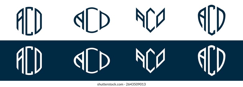 Design de conjunto de logotipo de letra ACO