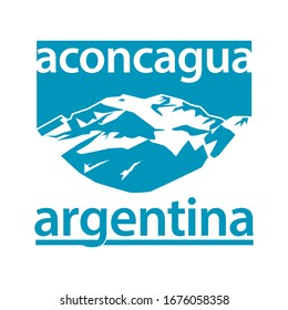 Aconcagua, mountain in the Andes mountain range, in Mendoza Province, Argentina - climbing, trekking, hiking, mountaineering and other extreme activities template, vector