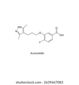 Acoramidis chemical structure skeletal formula. Transthyretin stabilizer drug used to treat Transthyretin amyloid cardiomyopathy (ATTR-CM). Simple schematic illustration.