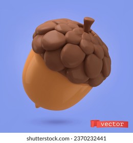 Acorn 3d cartoon vector icon