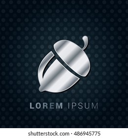 Acorn 3D Silver/Platinum/Steel Metallic Premium Icon / Logo Design