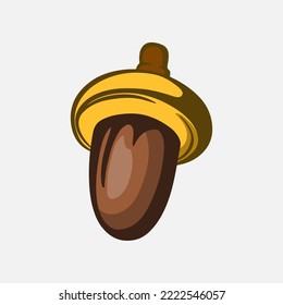 Acorn with autumn leaves vector stylized illustration