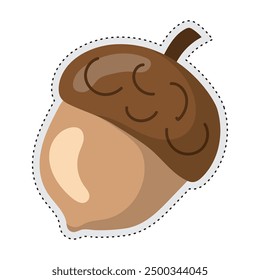 Acorn Autumn sticker icon Vector illustration