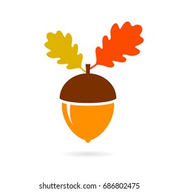 Acorn autumn vector icon on white background