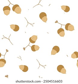 Acorn, autumn, vector seamless pattern