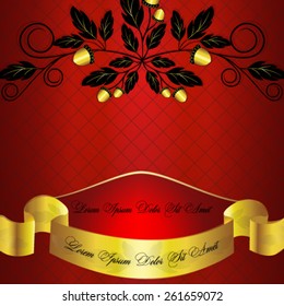 Acorn with black grid on red background - vector illustration.
