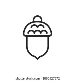 Acorn black line icon. Isolated vector element. Outline pictogram for web page, mobile app, promo.