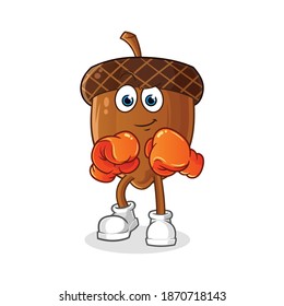 acorn boxer character. cartoon mascot vector