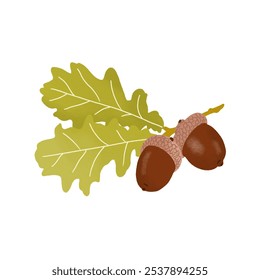 Acorn Branch : Autumn season concept illustration featuring an acorn branch.