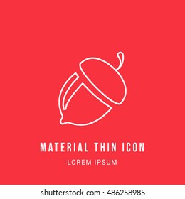 Acorn Bright red material designed line thin flat icon / logo