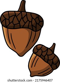 Acorn Cartoon Colored Clipart Illustration