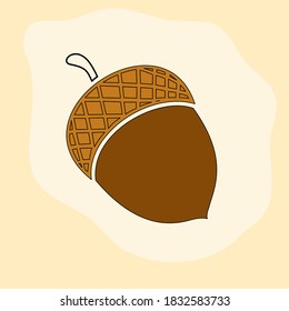 Acorn in cartoon style. Vector illustration 