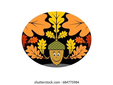 Acorn cartoon. Vector illustration.