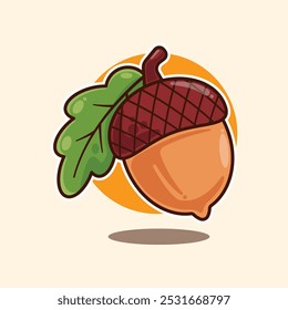 acorn - cartoon vector illustration. design element for poster, brochure, web, mascot, sticker, logo and icon.