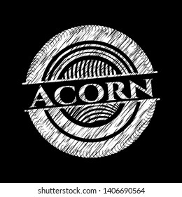 Acorn chalkboard emblem written on a blackboard. Vector Illustration. Detailed.