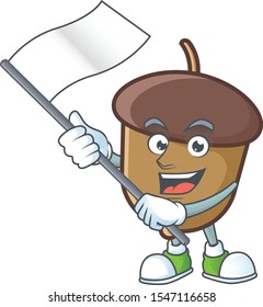 acorn with character bring flag for cartoon design