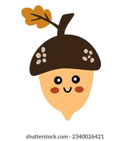 Acorn character. Funny cartoon acorn characters for autumn, fall design. Awesome autumn vector illustrations for printing, posters, children's room