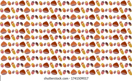 Darstellung von Acorn und Kastanienmustern. Ich fühle Herbst. Es ist ein süßes Material japanischen Stils.