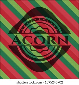 Acorn christmas colors style emblem. Vector Illustration. Detailed.