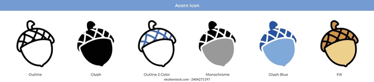 Acorn Vector de conjunto de iconos de Navidad