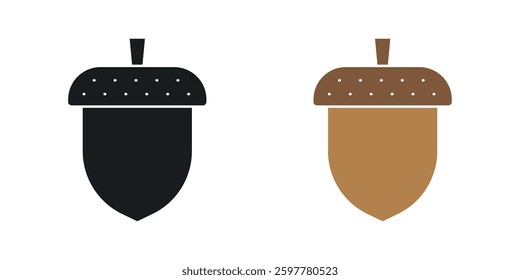 Acorn colored icon set. Stock Vector