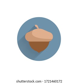 acorn colorful flat icon with long shadow. acorn flat icon