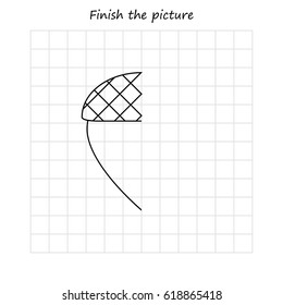 acorn  copy and coloring the picture, educational game for preschool
,children (kids). Complete the picture